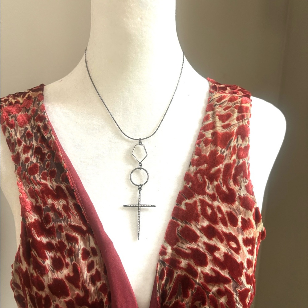 Micro Pave Cross Crystal Necklace